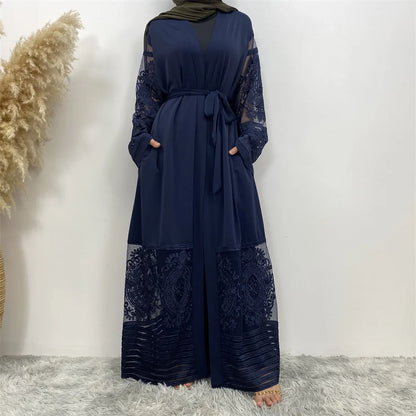 Luxury Gold Rhinestones Muslim Dress Kaftan Abaya