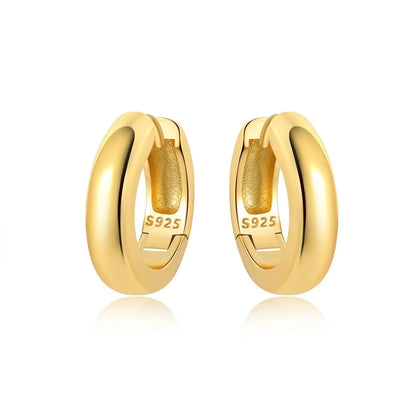 S925 Sterling Silver Zircon 18K Gold Lining Vintage Hoop Earrings