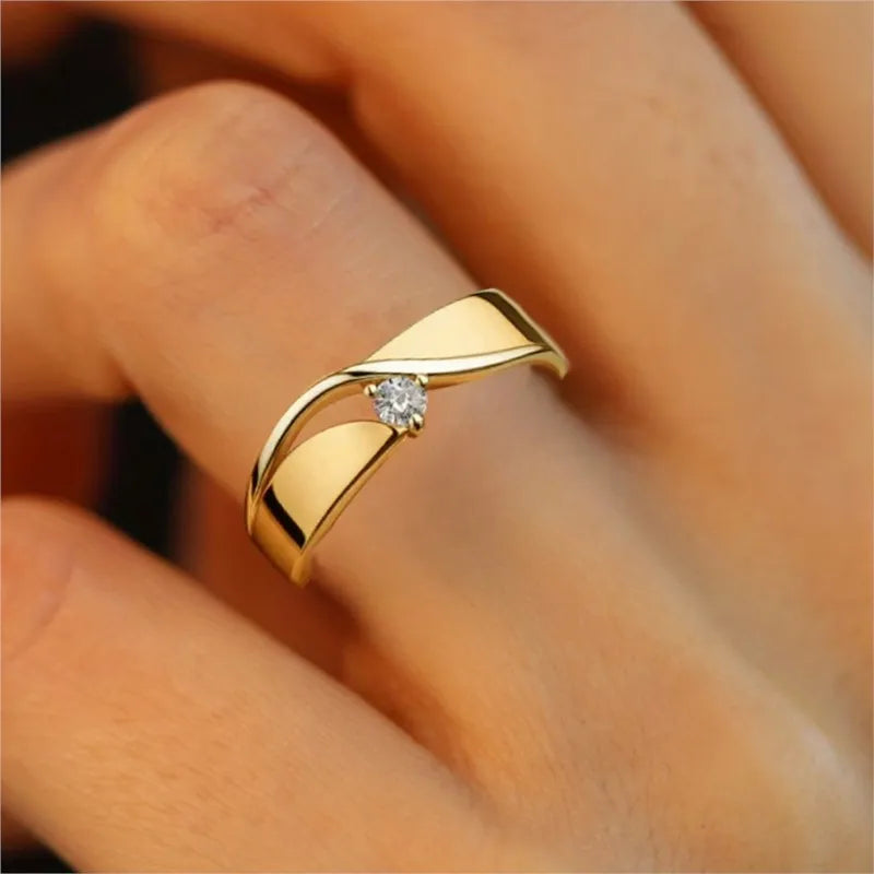 Elegant Geometric Lines Micro-paved Synthetic Cubic Synthetic Zirconia Ring