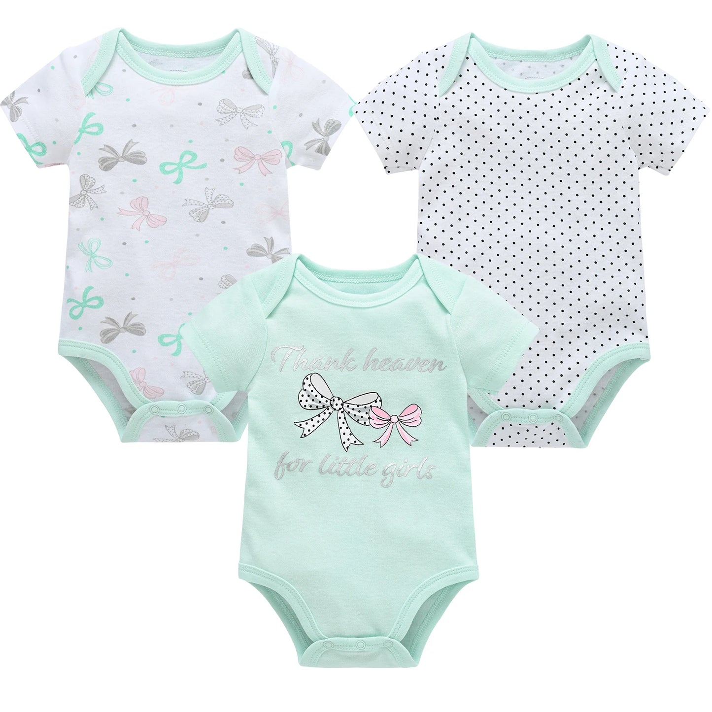 3/6 pcs Baby Girls Cotton Short Sleeve Toddler