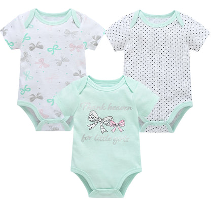 3/6 pcs Baby Girls Cotton Short Sleeve Toddler
