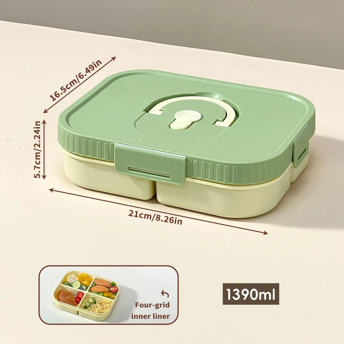 Microwave Plastic Divided Lunch Box With Handle Camping