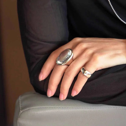 925 Sterling Silver Geometry Crystal Ring