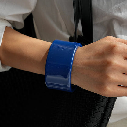 Geometric Blue Acrylic Resin Bangles Exaggeration Punk Cuff Wide Bangles Bracelets