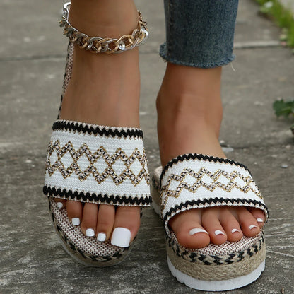 Weave Platform Summer Heeled Bohemian Handmade Slippers