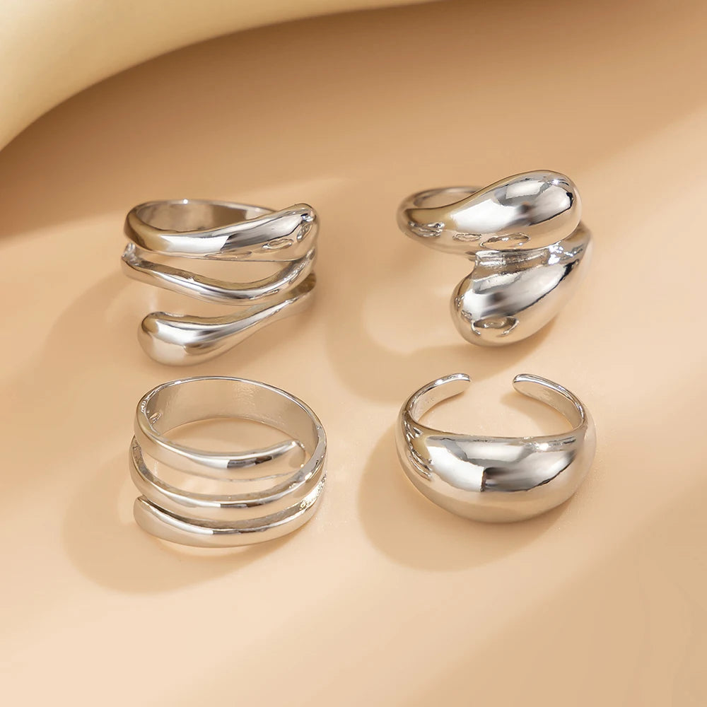 DANA 4Pcs Irregular Rings Set