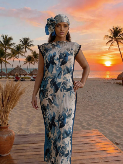 Summer African Dresses Silk Muslim Lady Long Hijab Kaftan Dress