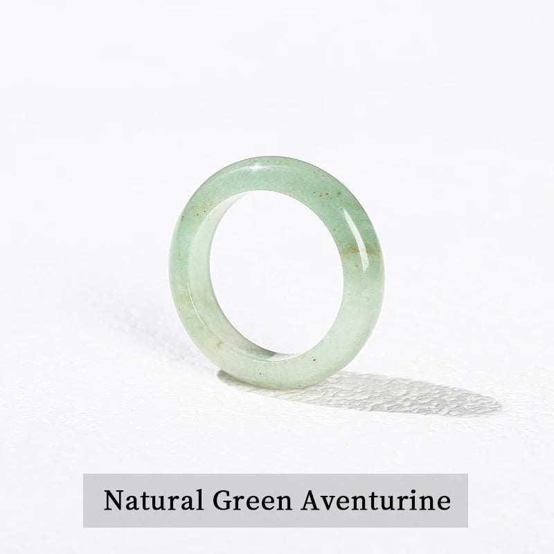 1 Pc Natural Stone Jade Crystal Agate Obsidian Fengshui Lucky Rings