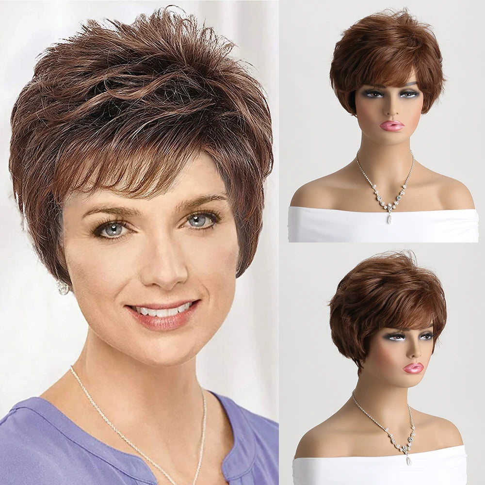 Brown Short curly hair Wig