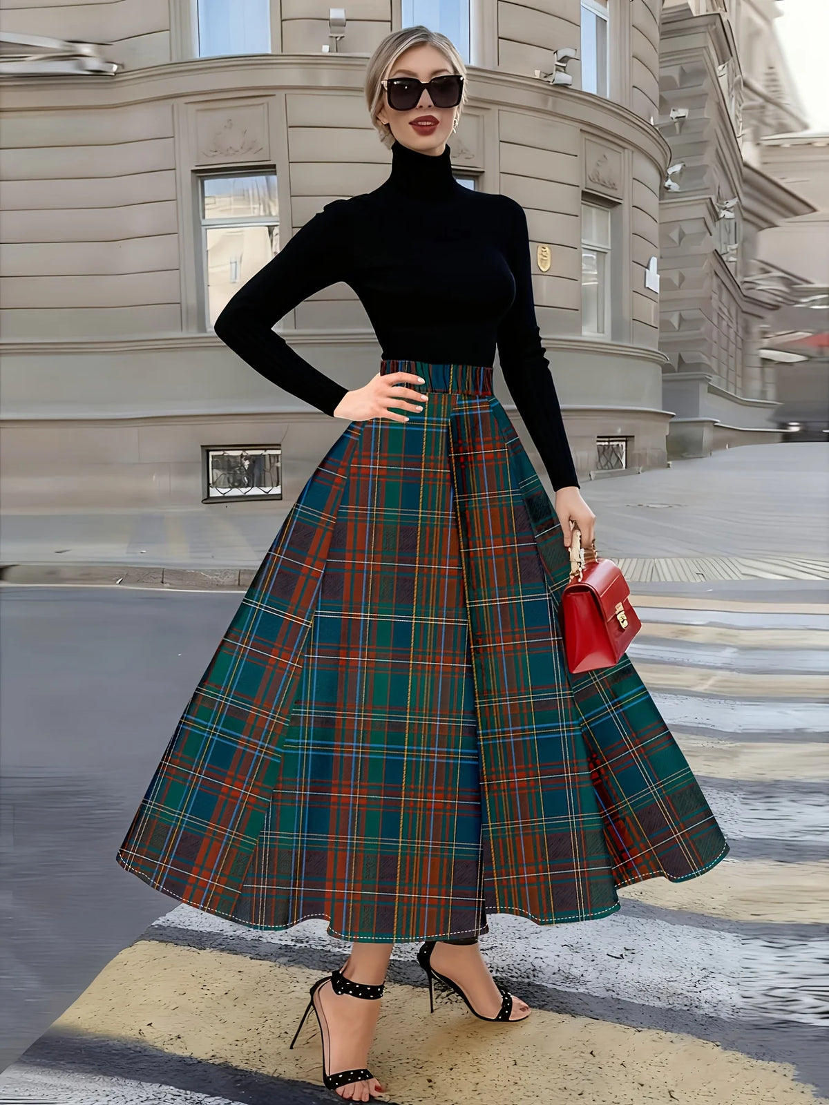 High Waist A Line Midi Casual Office Wear Flowy Skirt