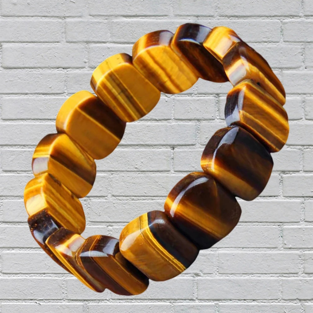 Natural Tiger Eye Stone Square Handmade Reiki Healing Meditation Bangles Bracelets
