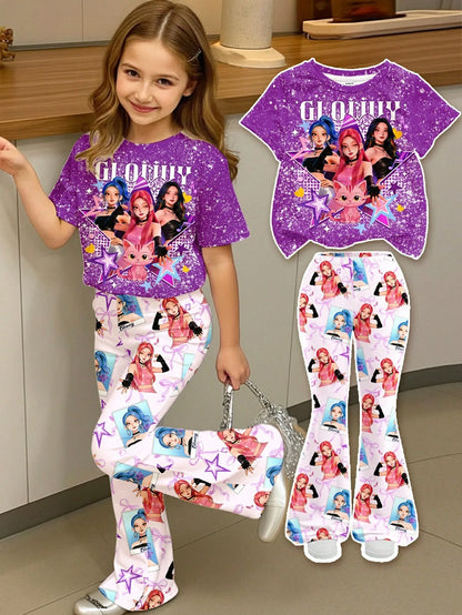 Rainbow Gradient K-Pop Idol Full Print Set Pink