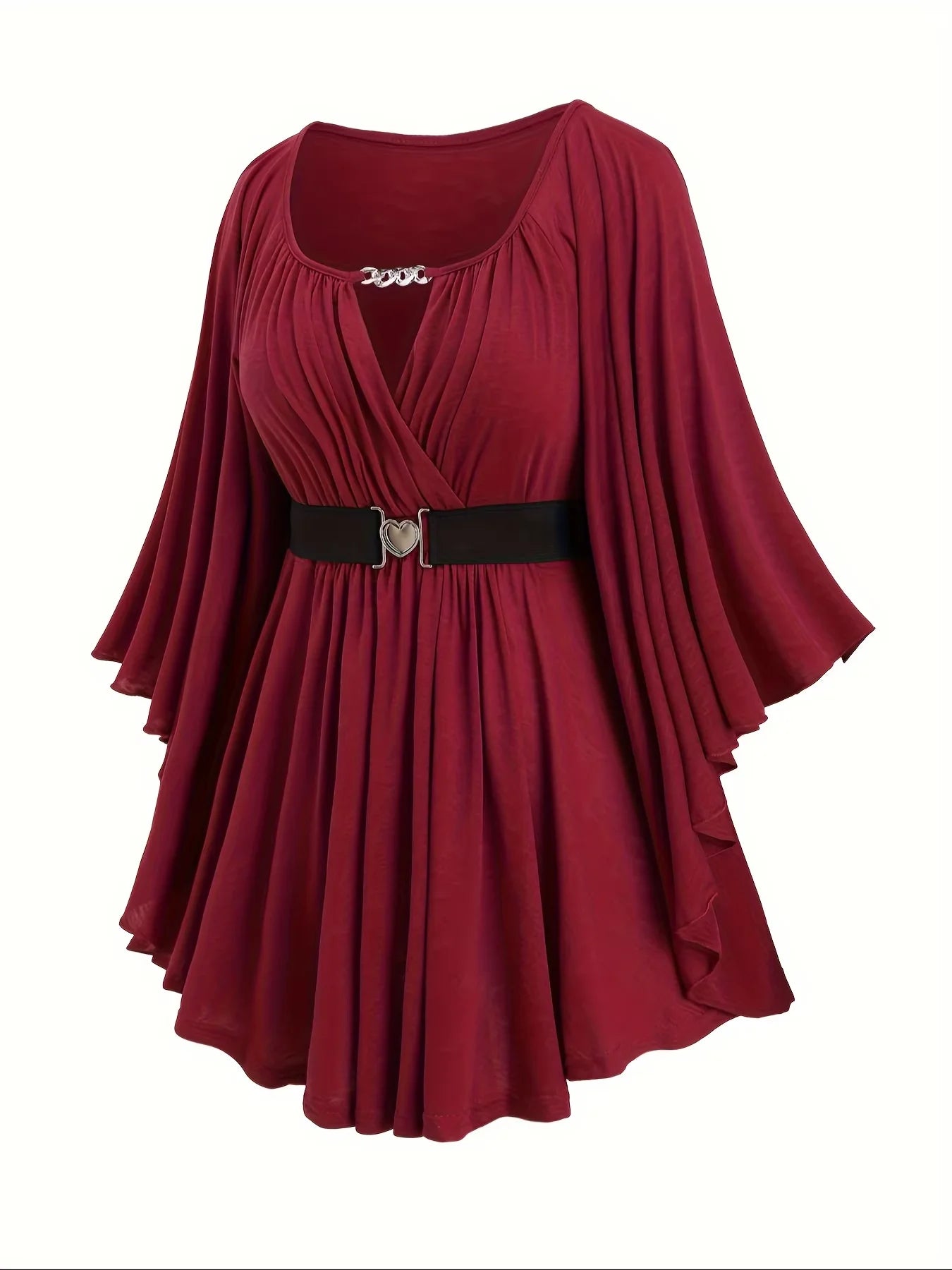 Oversized with an Irregular Hem Heart-Shaped T-shirt