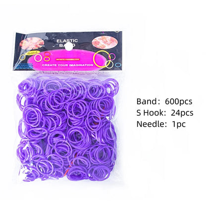 600pcs Elastic Colorful Rubber Loom Wristbands Weaving DIY Craft