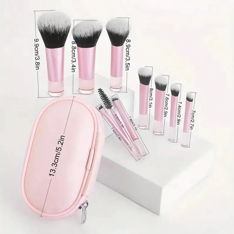 10Pcs Makeup Brushes Set With Bag Cosmetic Eye Shadow Foundation Loose Powder Blush