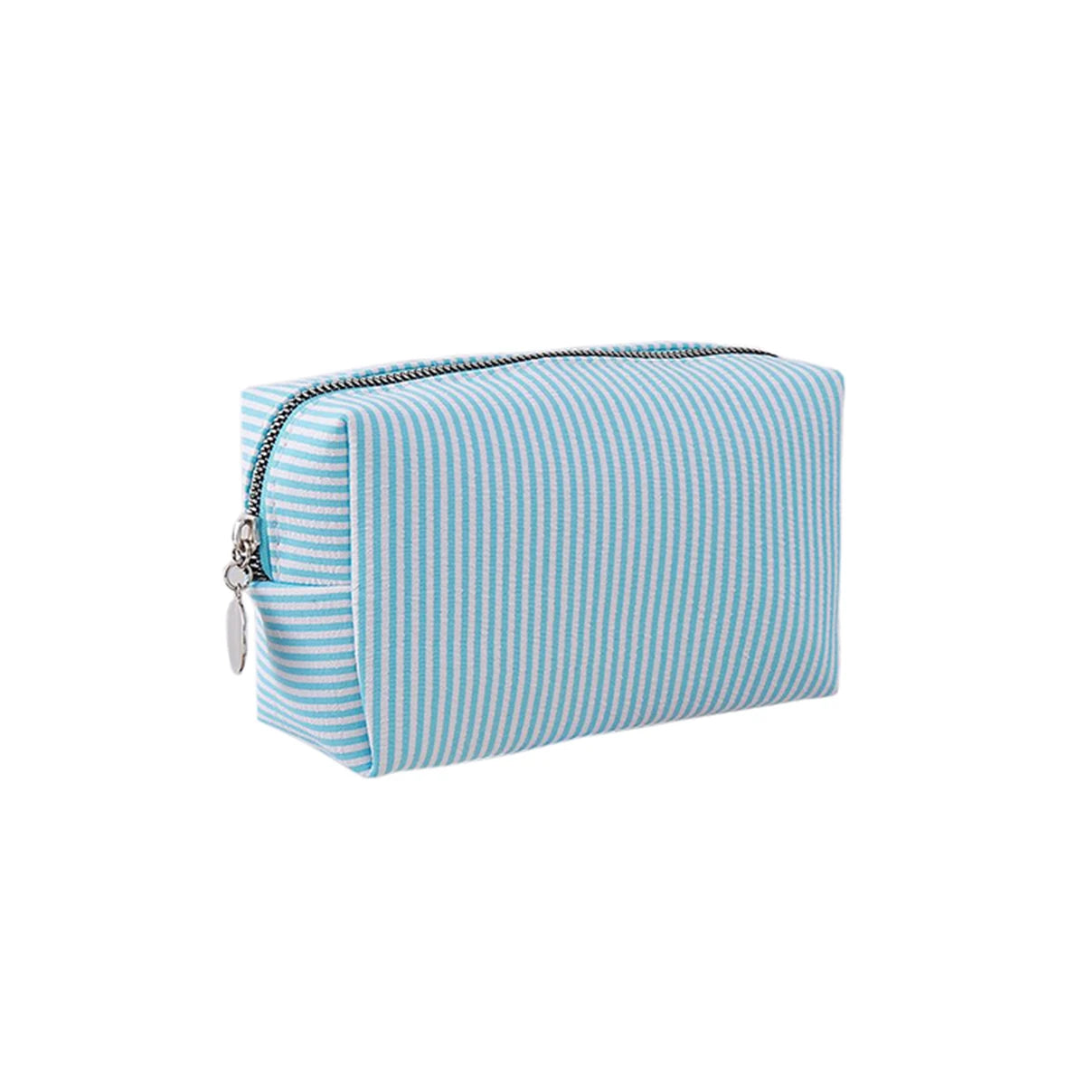 Cute Striped Canvas Pencil Case Small Travel Pouch with Zipper