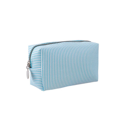 Cute Striped Canvas Pencil Case Small Travel Pouch with Zipper
