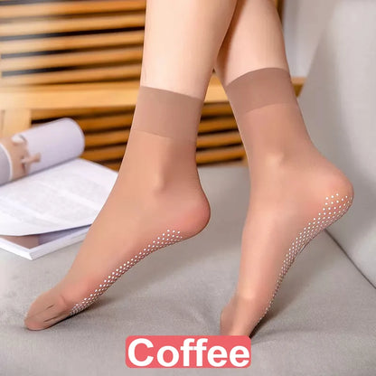 Ultra-thin Breathable Non-slip Transparent Elastic Crystal Silk Socks