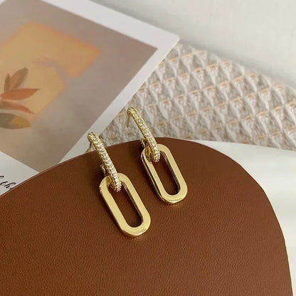 Double Loop Gold Color Geometric Earrings
